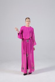  Pembe Şifon Tunik Elbise 