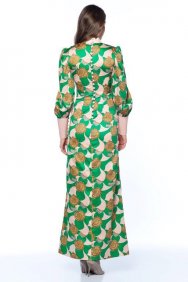  Yeşil-Pudra İpek Elbise 