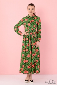  Laura Yeşil Patchwork Elbise 