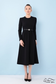 Alina Siyah Midi Elbise 