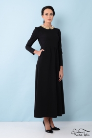  Alina Siyah Taş İşlemeli Elbise 