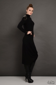  Siyah Omuz Apoletli Elbise 