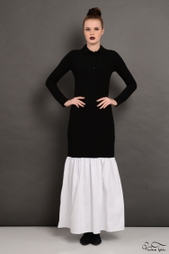  Roos Siyah Fırfırlı Elbise 