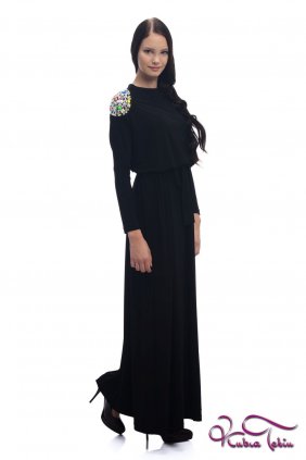  Sindy Apoletli Siyah Elbise 
