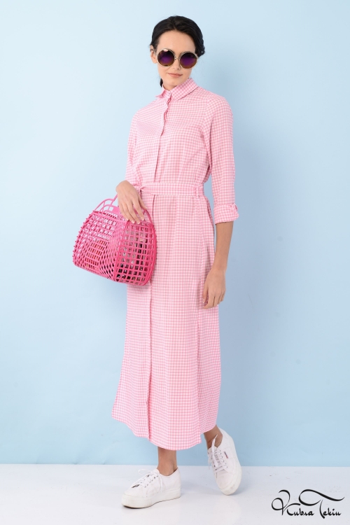  Jessica Coton Pembe Kareli Gömlek 