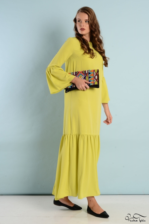  Nevena Fıstık Yeşili Elbise 