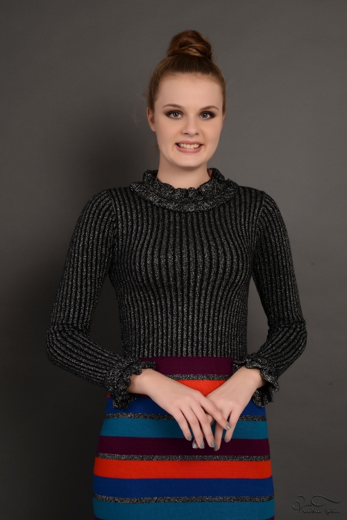  Lena Renkli Triko Elbise 