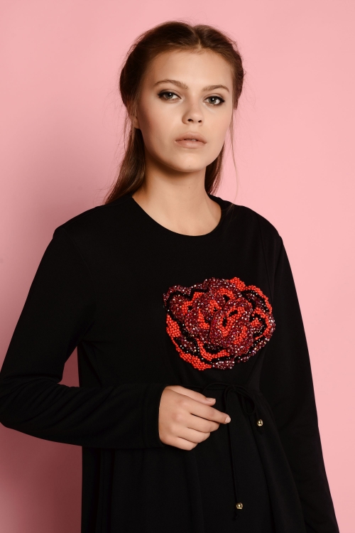  Kate Siyah Rose Elbise 